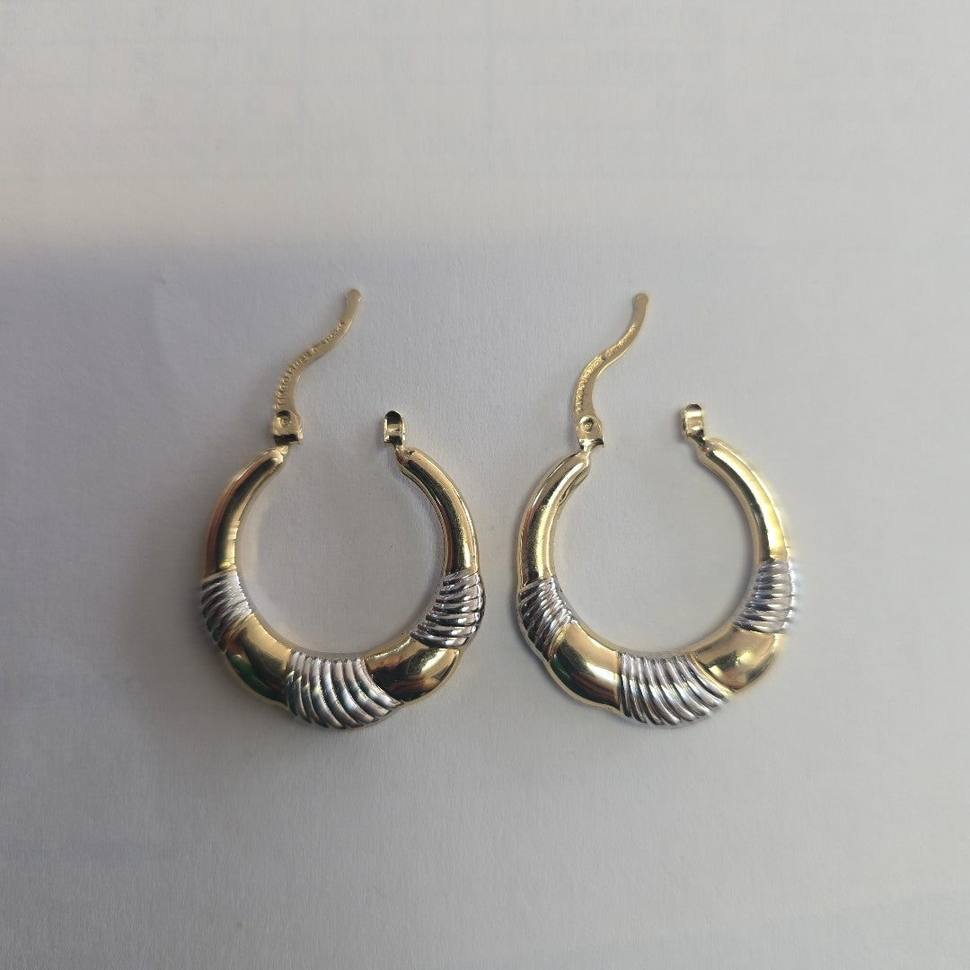 ARETES ARRACADAS HUECAS COMBINADAS 14K 2.5 GR (NUEVO)
