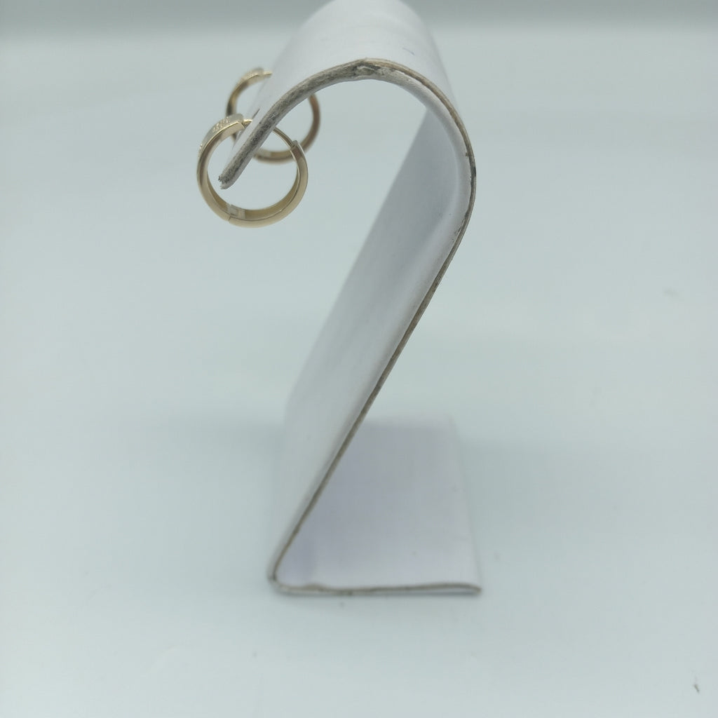 ARETES TEJIDO HUGGIES CON CIRCONIAS 14K 3 GR (NUEVO)