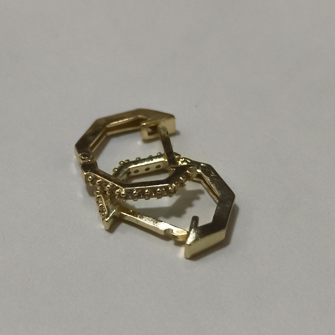 ARETES HUGGIES C CIRCONIAS 14K 1.7 GR (NUEVO)