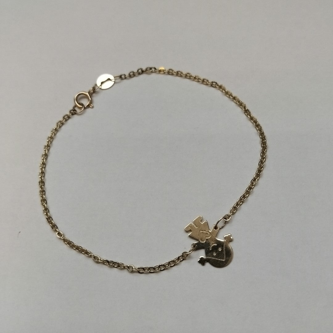 PULSERA ESP CON DIJE DE NIÑA 14K 18 CM 1.4 GR (NUEVO)