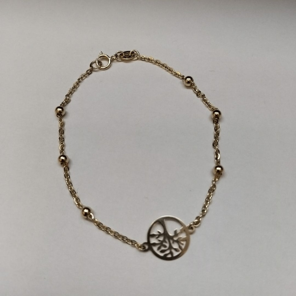 PULSERA TEJIDO ESPECIAL ARBOL 14K 18 CM 1.7 GR (NUEVO)