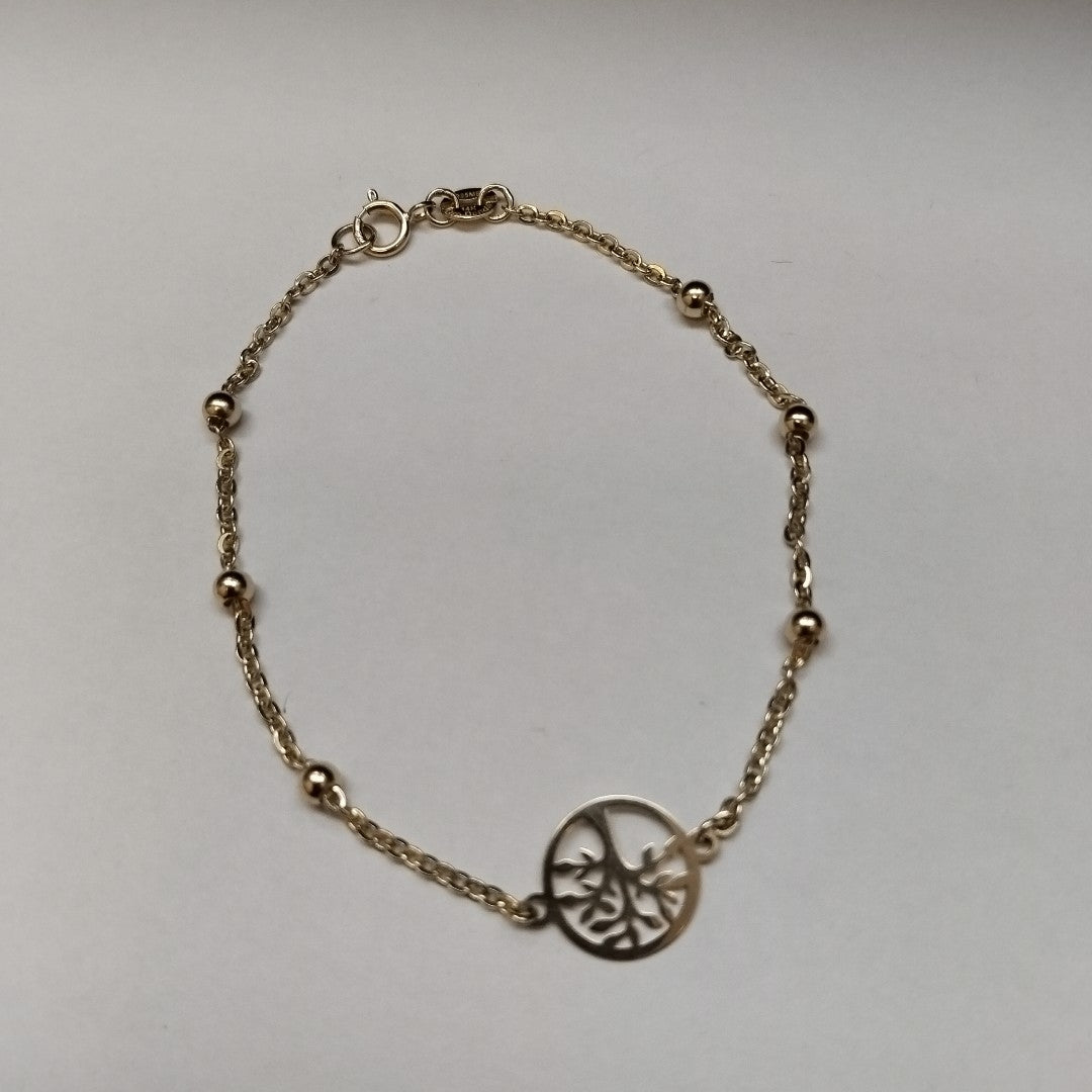PULSERA TEJIDO ESPECIAL ARBOL 14K 18 CM 1.7 GR (NUEVO)