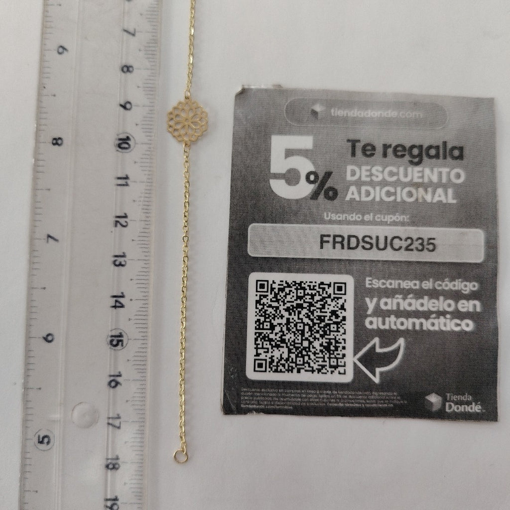PULSERA TEJIDO ESPECIAL CON MANDALA 14K 18 CM 1.3 GR (NUEVO)