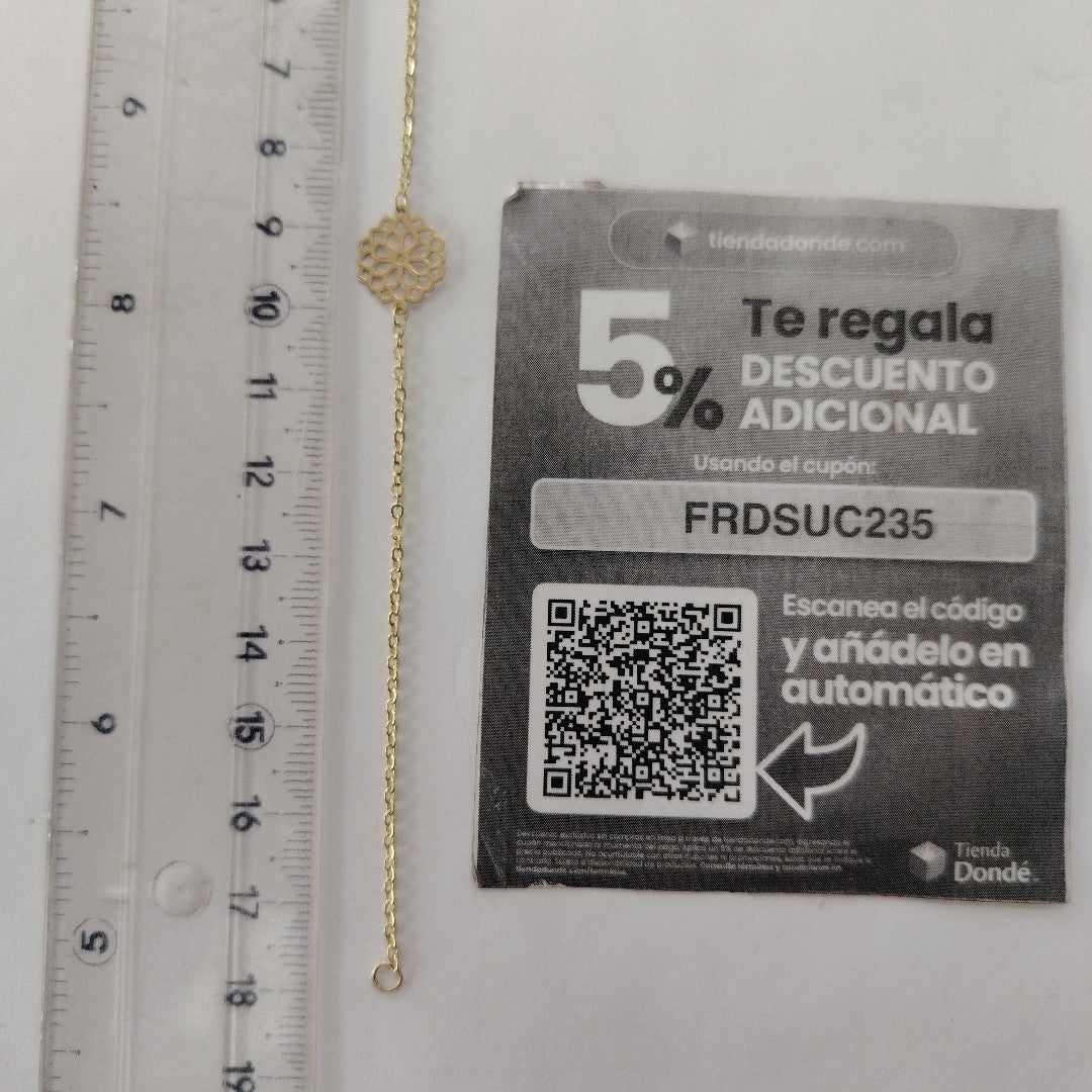 PULSERA TEJIDO ESPECIAL CON MANDALA 14K 18 CM 1.3 GR (NUEVO)