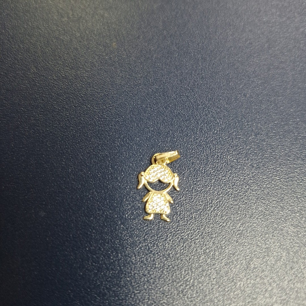 DIJE TEJIDO NIÑA CON CIRCONIAS 14K 0.8 GR (NUEVO)
