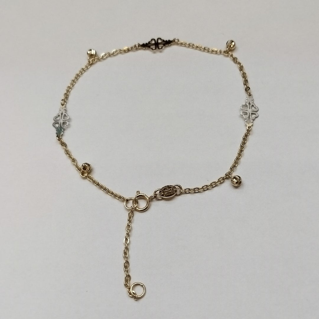 PULSERA ESPECIAL CON TREBOL 14K 18 CM 1.8 GR (NUEVO)