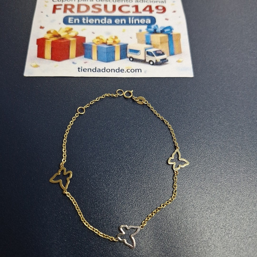 PULSERA ESPECIAL C MARIPOSAS 14K 18 CM 1.7 GR (NUEVO)