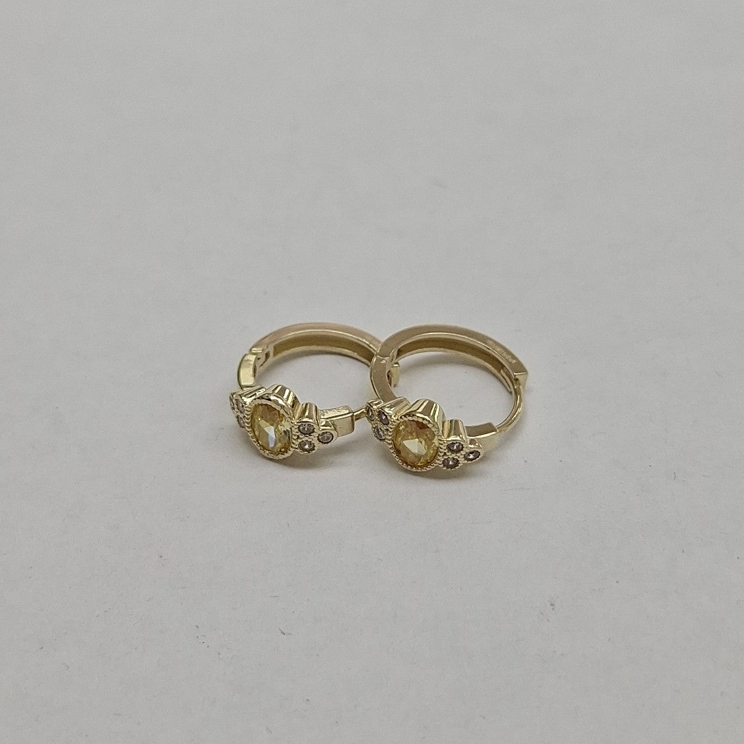 ARETES ARRACADAS CON CIRCONIAS Y PDRAS COL 14K 3.3 GR (NUEVO)