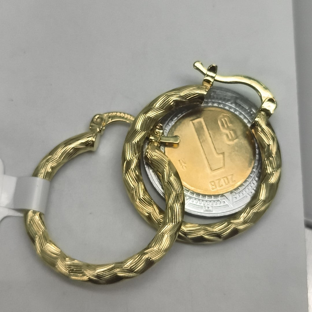 ARETES TEJIDO ARRACADA LABRADA 14K 2.7 GR (NUEVO)