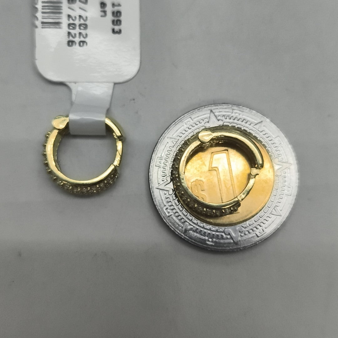 ARETES HUGGIE CON CIRCONIAS 14K 2.1 GR (NUEVO)