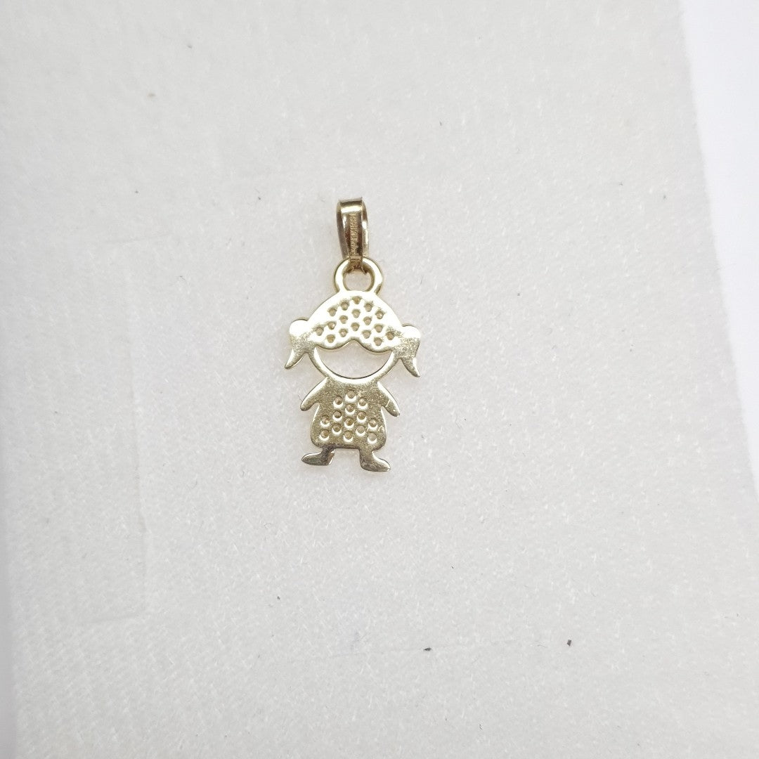 DIJE TEJIDO NIÑA CON CIRCONIAS 14K 0.9 GR (NUEVO)