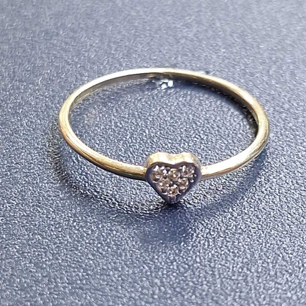 ANILLO ANILLITO CORAZON C CIRCONIA 14K 7 TALLA 0.8 GR (NUEVO)