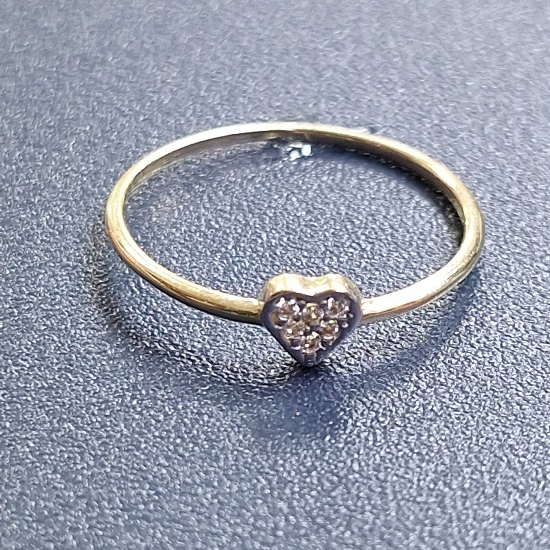 ANILLO ANILLITO CORAZON C CIRCONIA 14K 7 TALLA 0.8 GR (NUEVO)