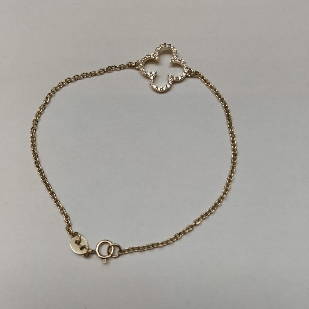 PULSERA TEJIDO ESPECIAL C CIRCONIAS 14K 18 CM 1.8 GR (NUEVO)