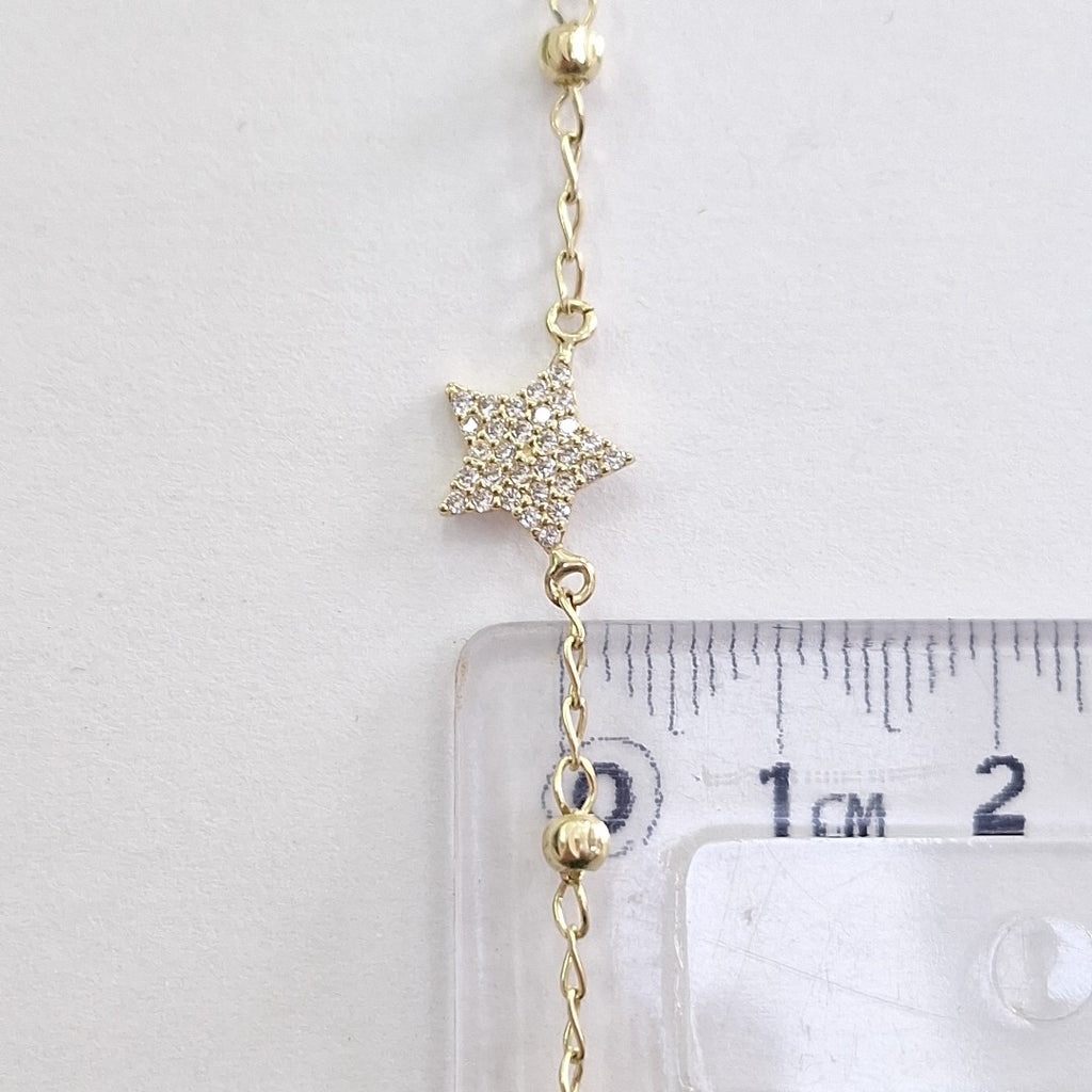 PULSERA ESPECIAL CON ESTRELLA Y CIRCONIAS 14K 18 CM 1.5 GR (NUEVO)