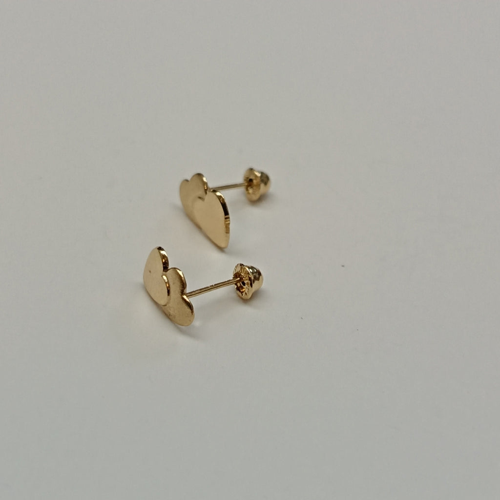 BROQUELES BROQUEL CORAZON DOBLE 14K 0.2171 GR (NUEVO)