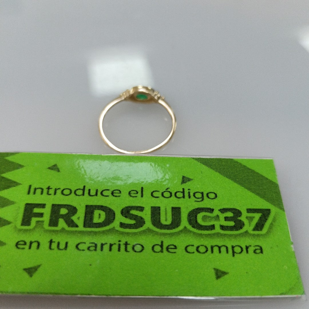 ANILLOS TEJIDO ANILLITO C CIRCONIAS Y PIEDRA VERDE 14K 8 1.2 GR (NUEVO)