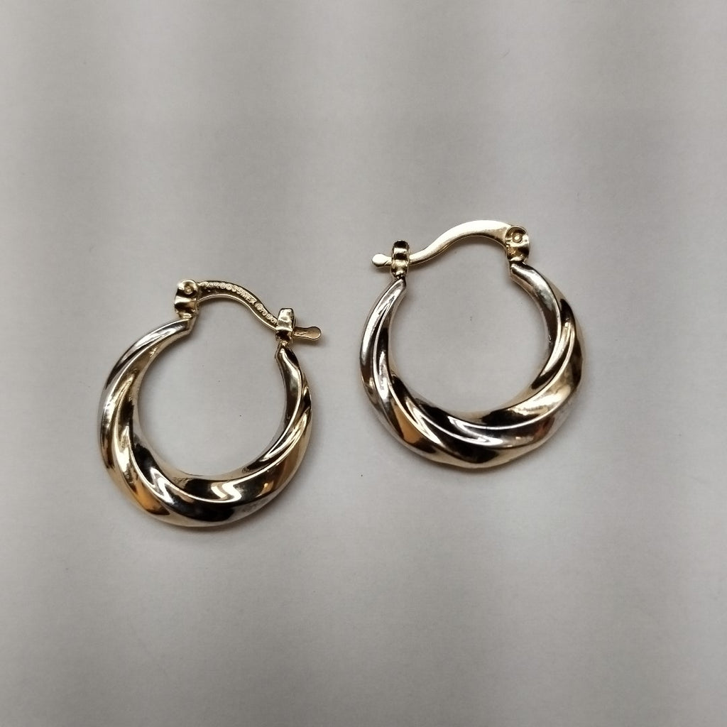 ARETES TEJIDO ARRACADA TRENZADA COMBINADA 14K 1.8 GR (NUEVO)