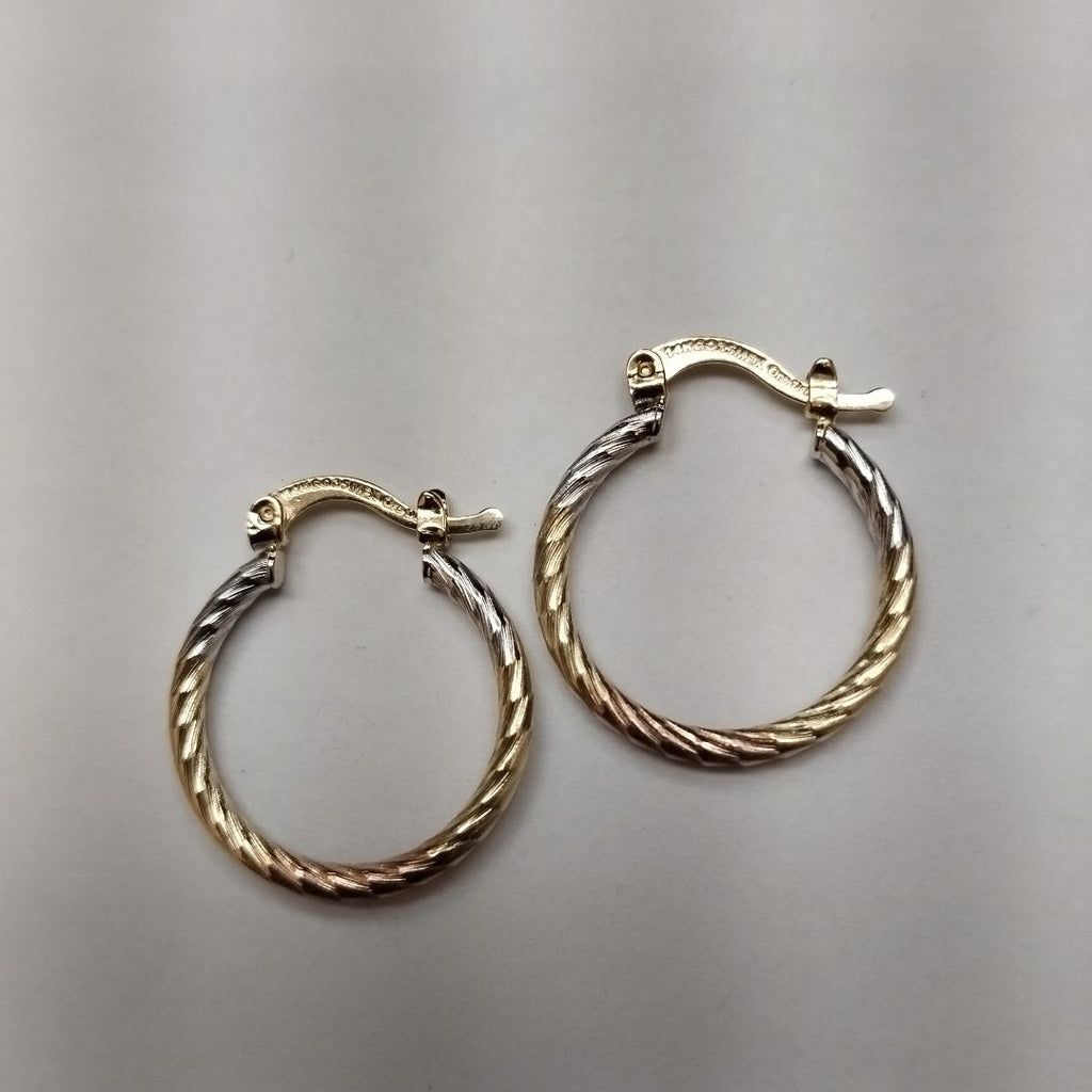 ARETES TEJIDO ARRACADAS TZL COMBINADAS 14K 1.8 GR (NUEVO)