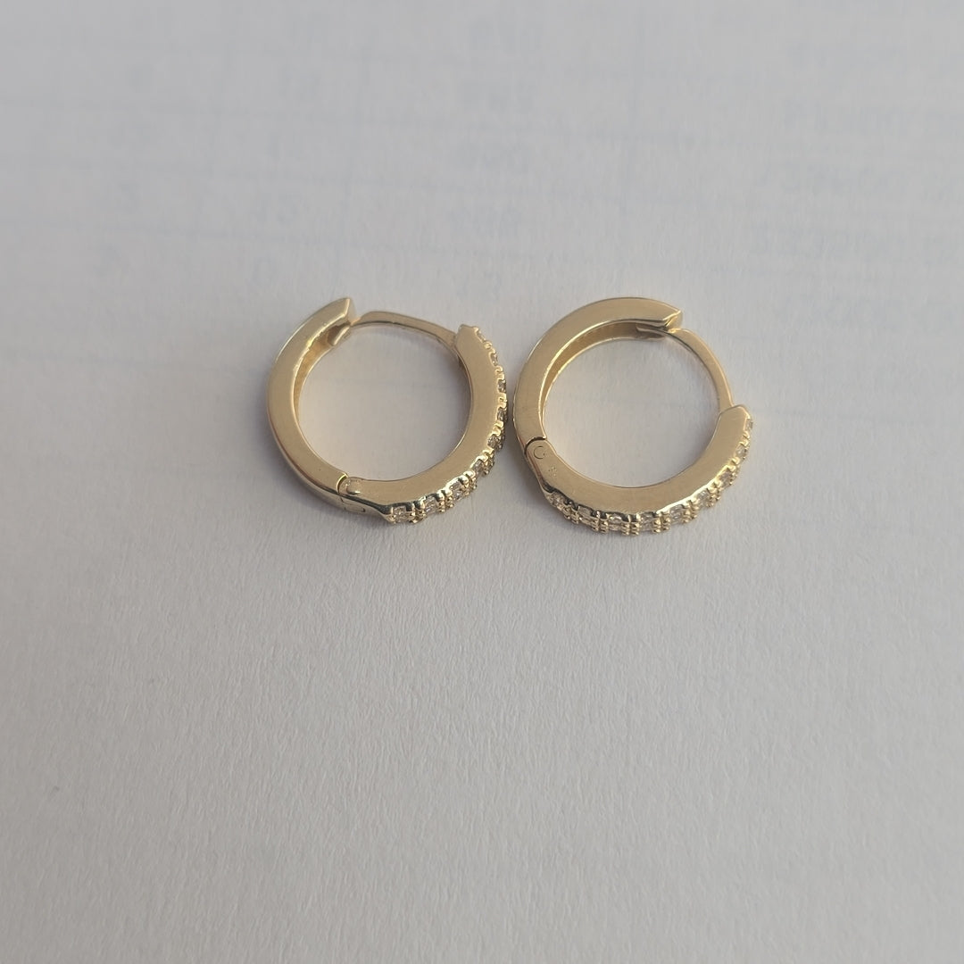 ARETES HUGGIES C CIRCONIA 14K 1.7 GR (NUEVO)