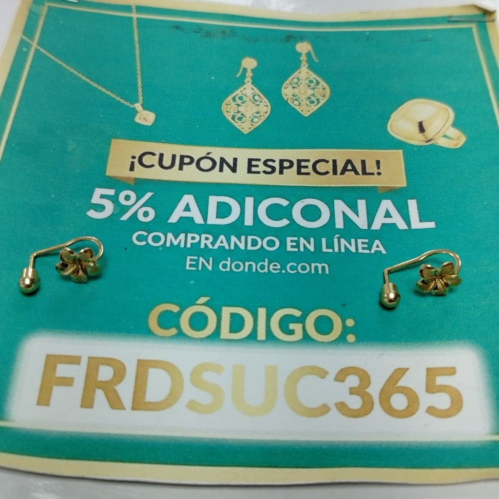 ARETES PAR ORO 14 K 2.1 GRMS (SEMINUEVO)