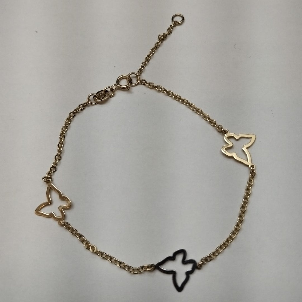 PULSERA ESPECIAL C MARIPOSAS 14K 18 CM 1.7 GR (NUEVO)