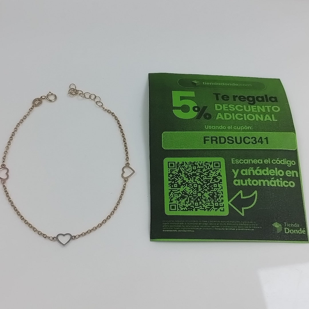 PULSERA ESPECIAL CON CORAZONES 10K 18 CM 1.2 GR (NUEVO)