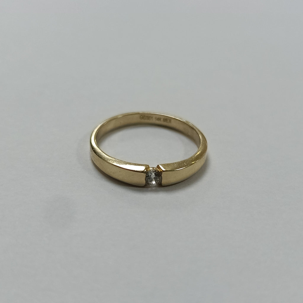 ANILLO ANILLITO SOLITARIO C CIRCONIA 14K 7 TALLA 2.5 GR (NUEVO)