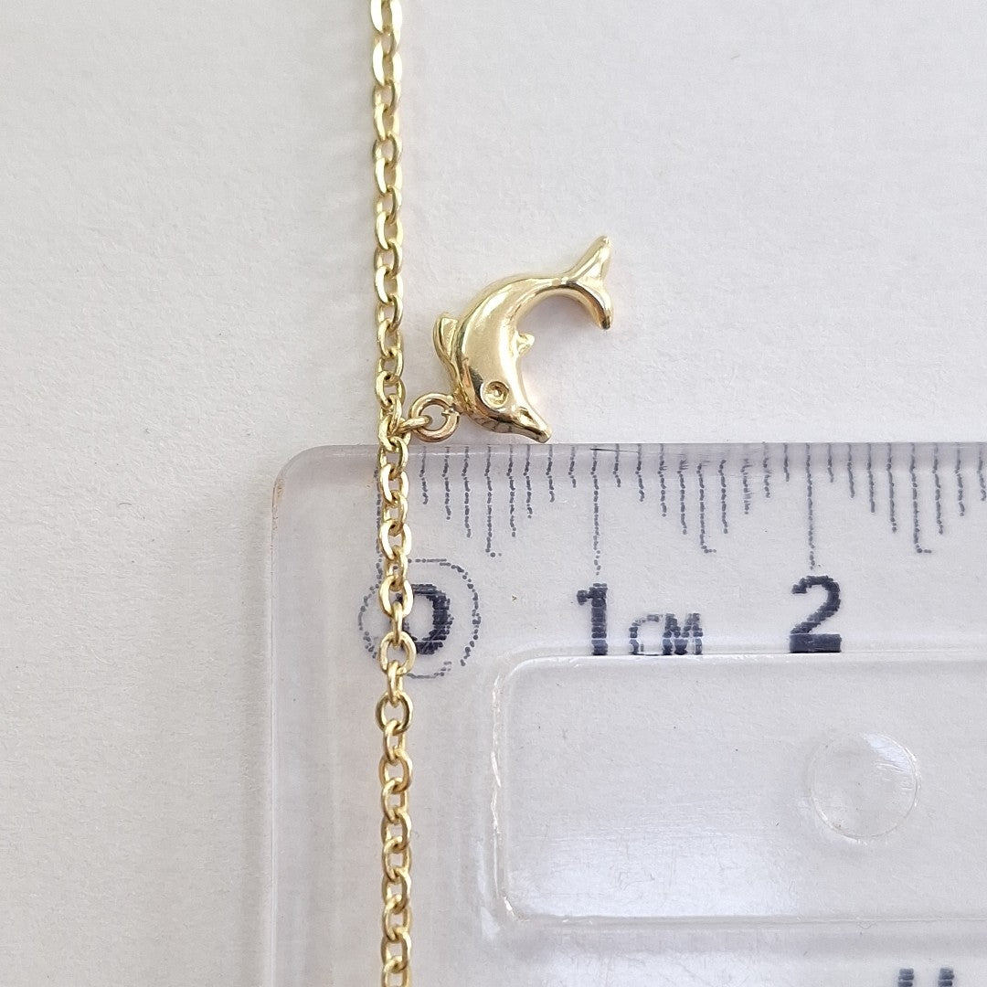 PULSERA ESPECIAL CON DIJES DELFINES 10K 18 CM 2 GR (NUEVO)