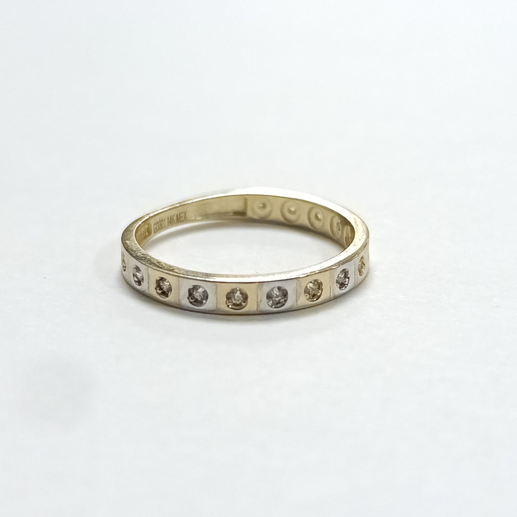 ANILLO ANILLITO C CIRCONIAS COMBINADO 14K 7 TALLA 2.2 GR (NUEVO)