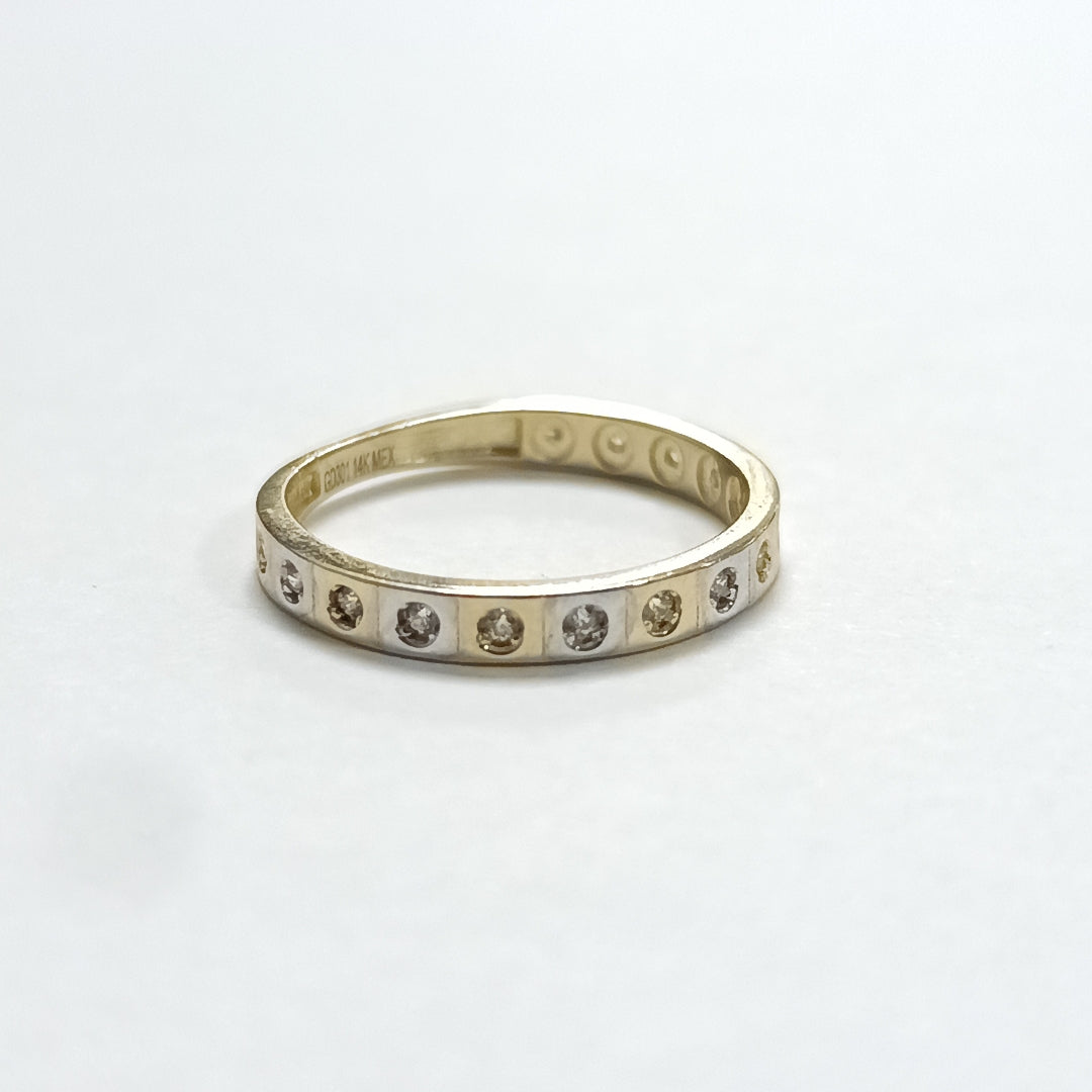 ANILLO ANILLITO C CIRCONIAS COMBINADO 14K 7 TALLA 2.2 GR (NUEVO)