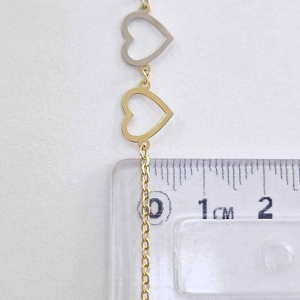 PULSERA ESPECIAL CON CORAZONES 14K 18 CM 1.3 GR (NUEVO)