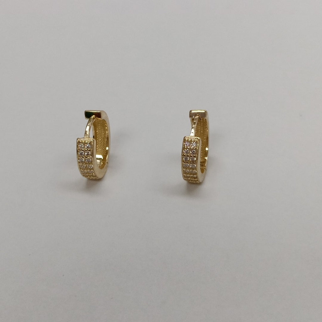 ARETES HUGGIES C CIRCONIAS 14K 2.2 GR (NUEVO)