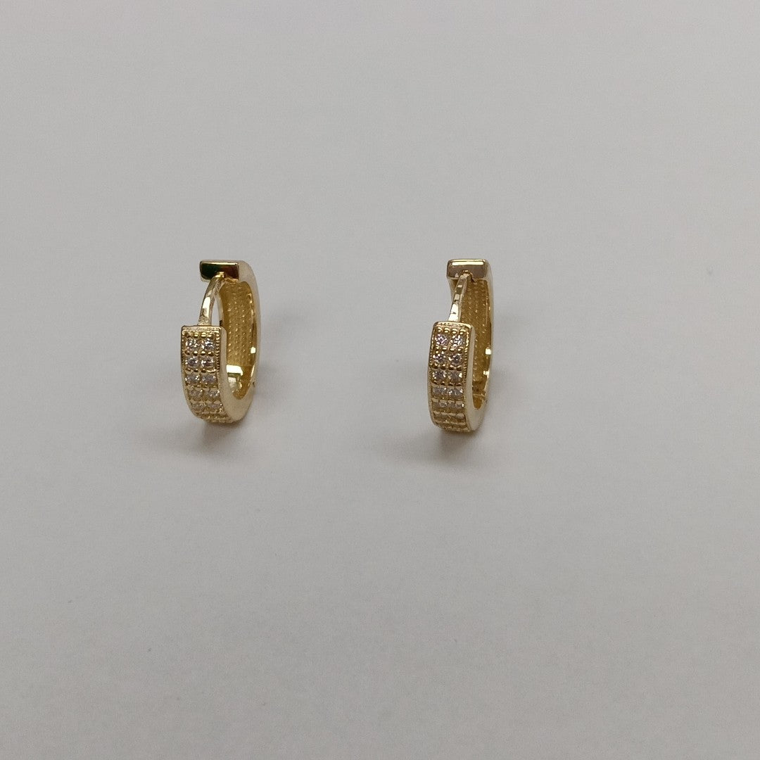 ARETES HUGGIES C CIRCONIAS 14K 2.2 GR (NUEVO)