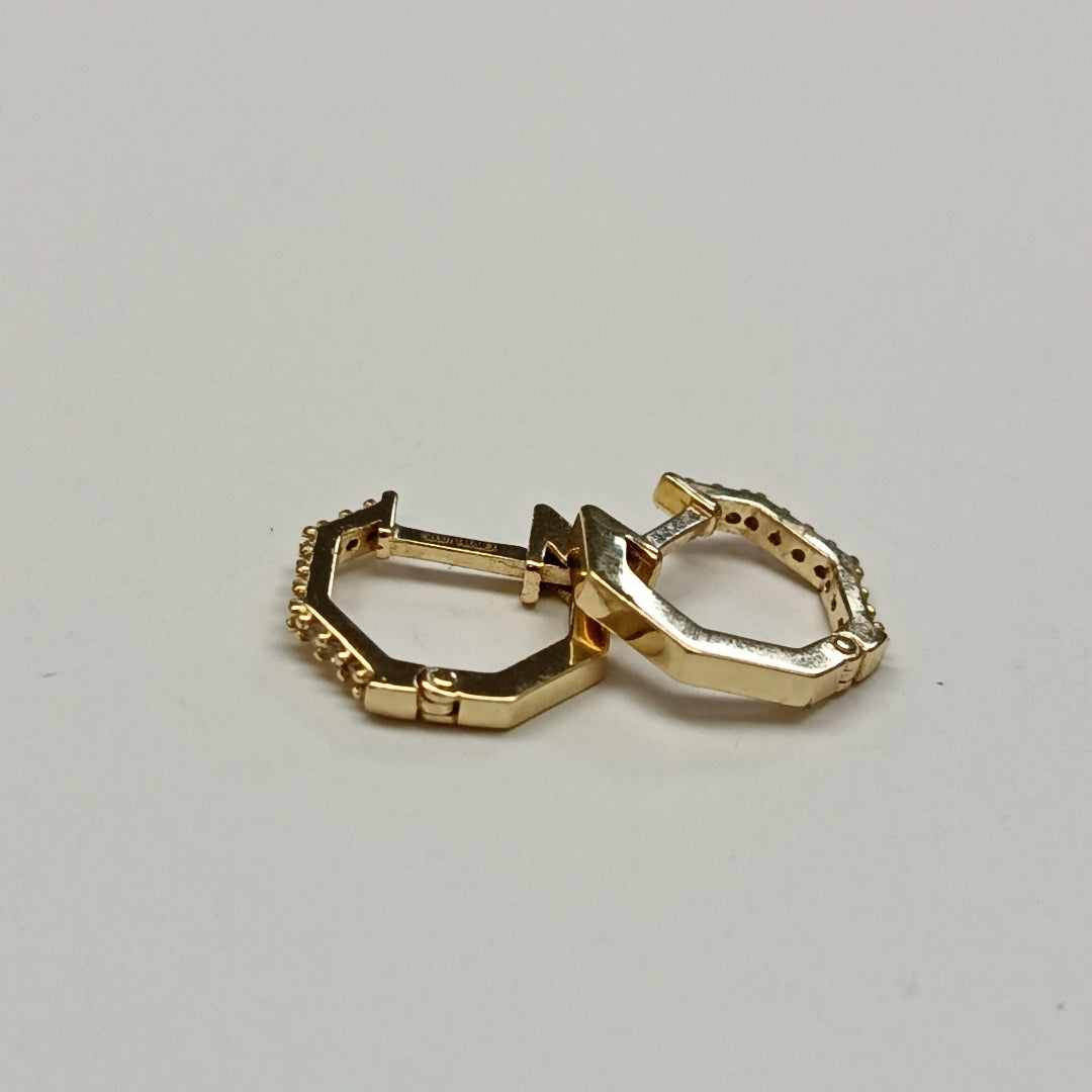 ARETES HUGGIES C CIRCONIAS 14K 1.7 GR (NUEVO)