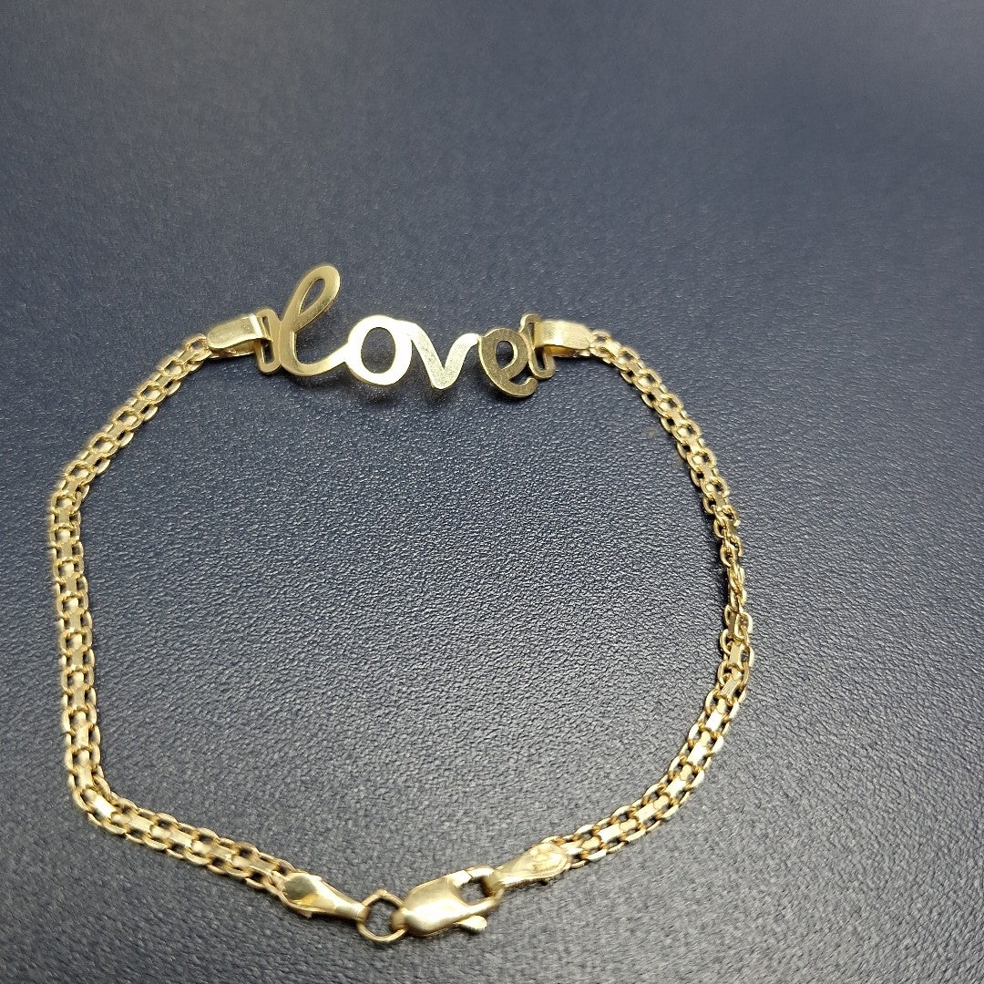 PULSERA ESCLAVA GRABADA LOVE 10K 18 CM 2.7 GR (NUEVO)