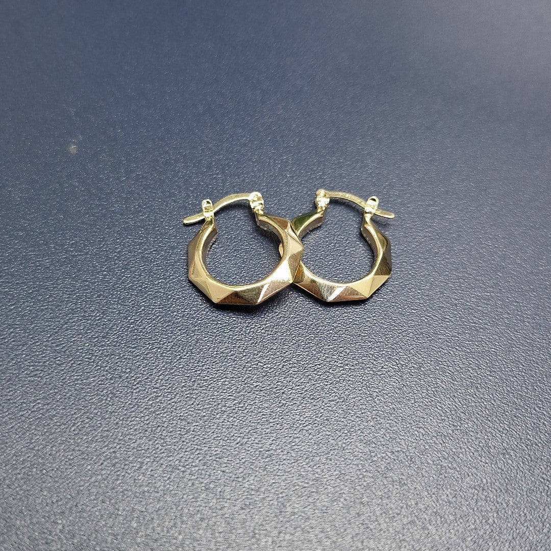 ARETES TEJIDO ARRACADAS FACETADAS 14K 1.8 GR (NUEVO)