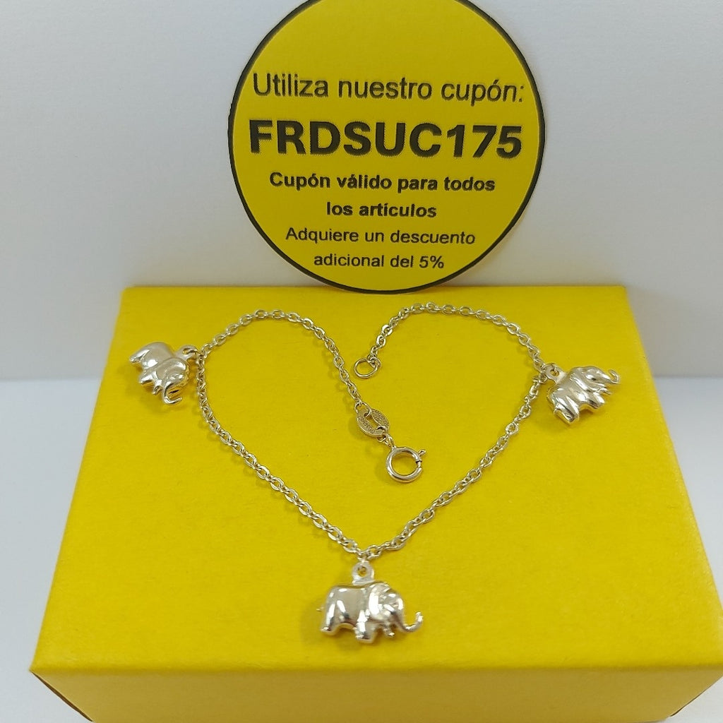 PULSERA ESPECIAL CON DIJES ELEFANTES 10K 18 CM 2.2 GR (NUEVO)