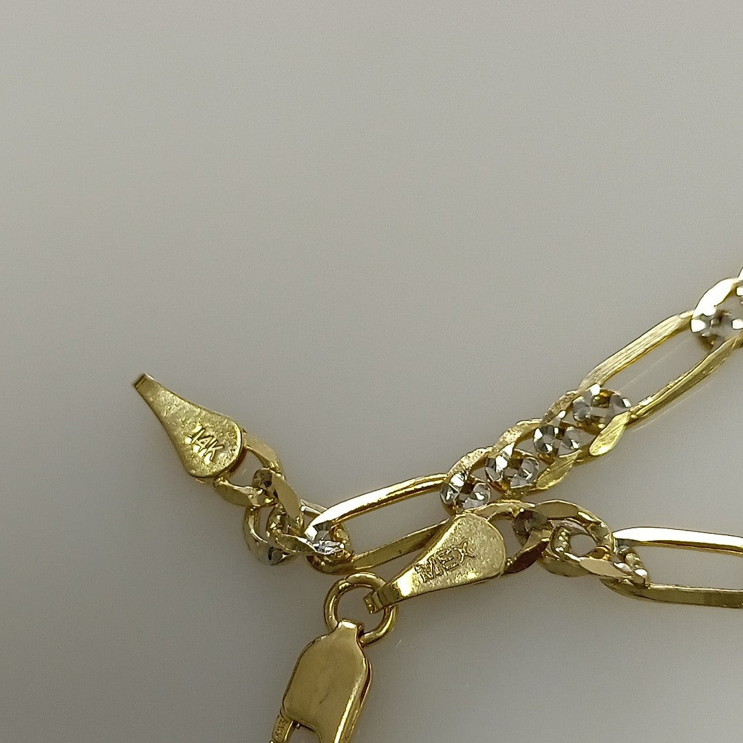 PULSERA 3X1 DIAMANTADA 14K 18 CM 4.5 GR (NUEVO)