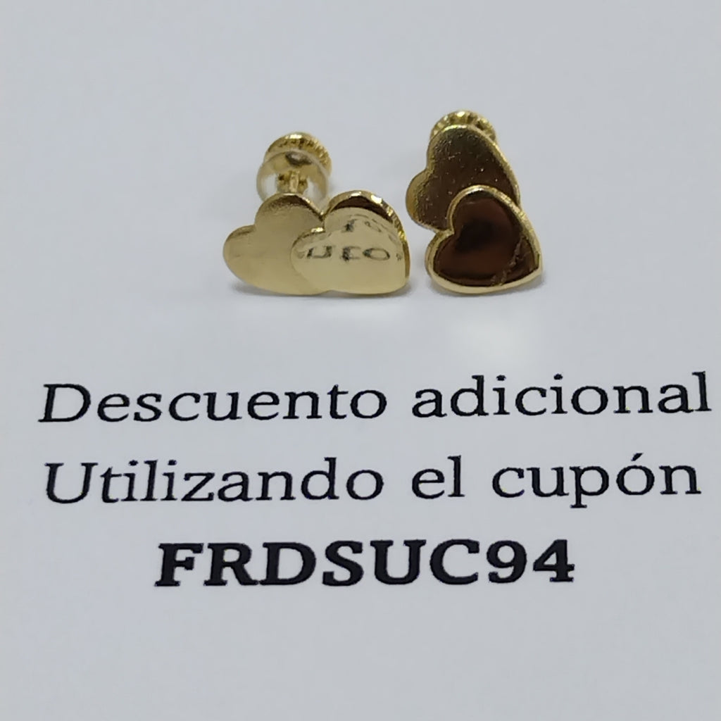 BROQUELES BROQUEL CORAZON DOBLE 14K 0.2171 GR (NUEVO)