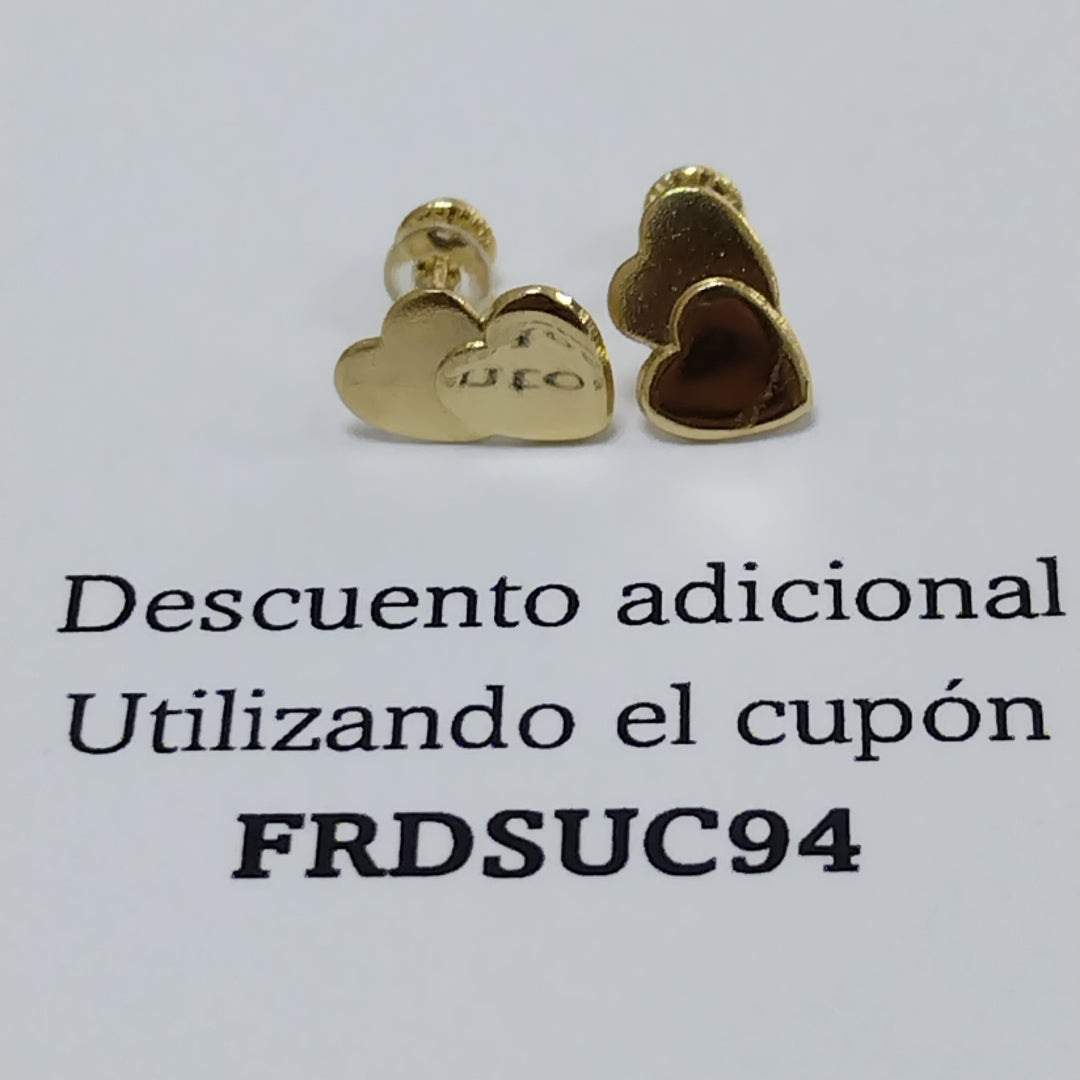 BROQUELES BROQUEL CORAZON DOBLE 14K 0.2171 GR (NUEVO)