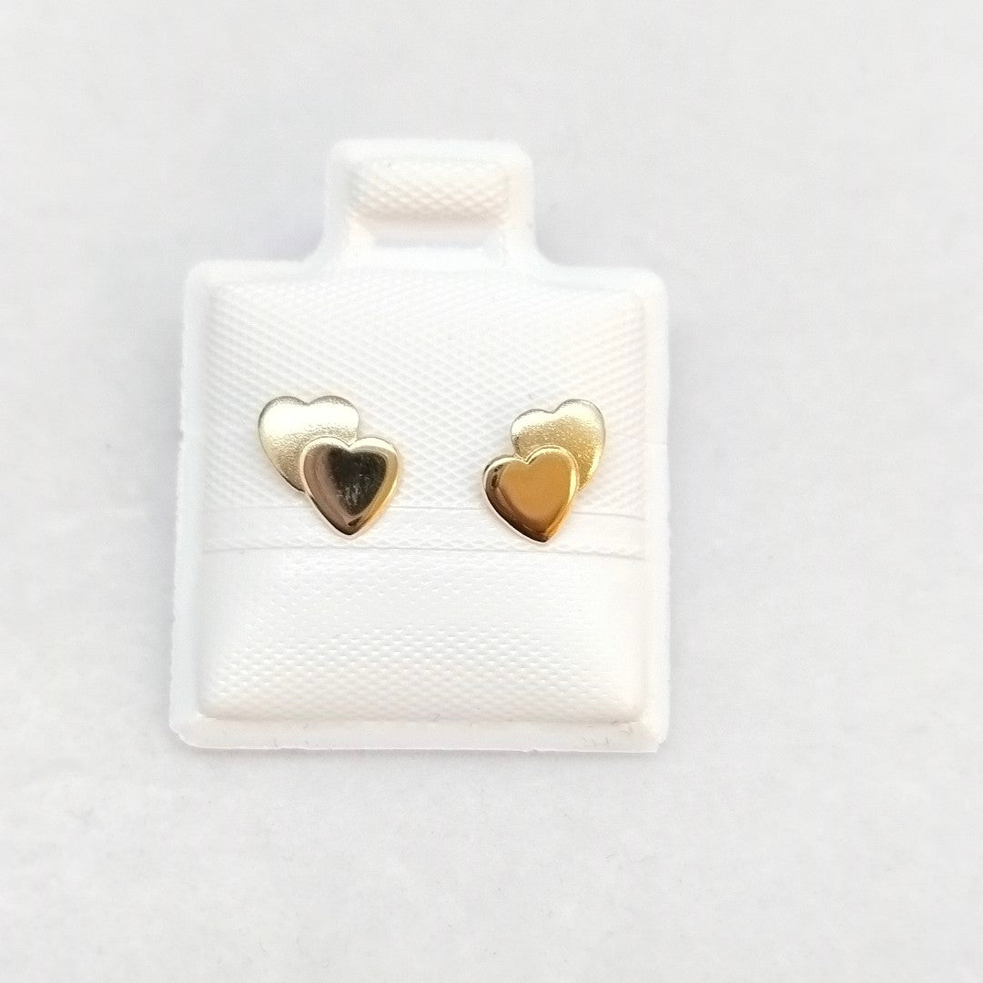 BROQUELES BROQUEL CORAZON DOBLE 14K 0.2171 GR (NUEVO)