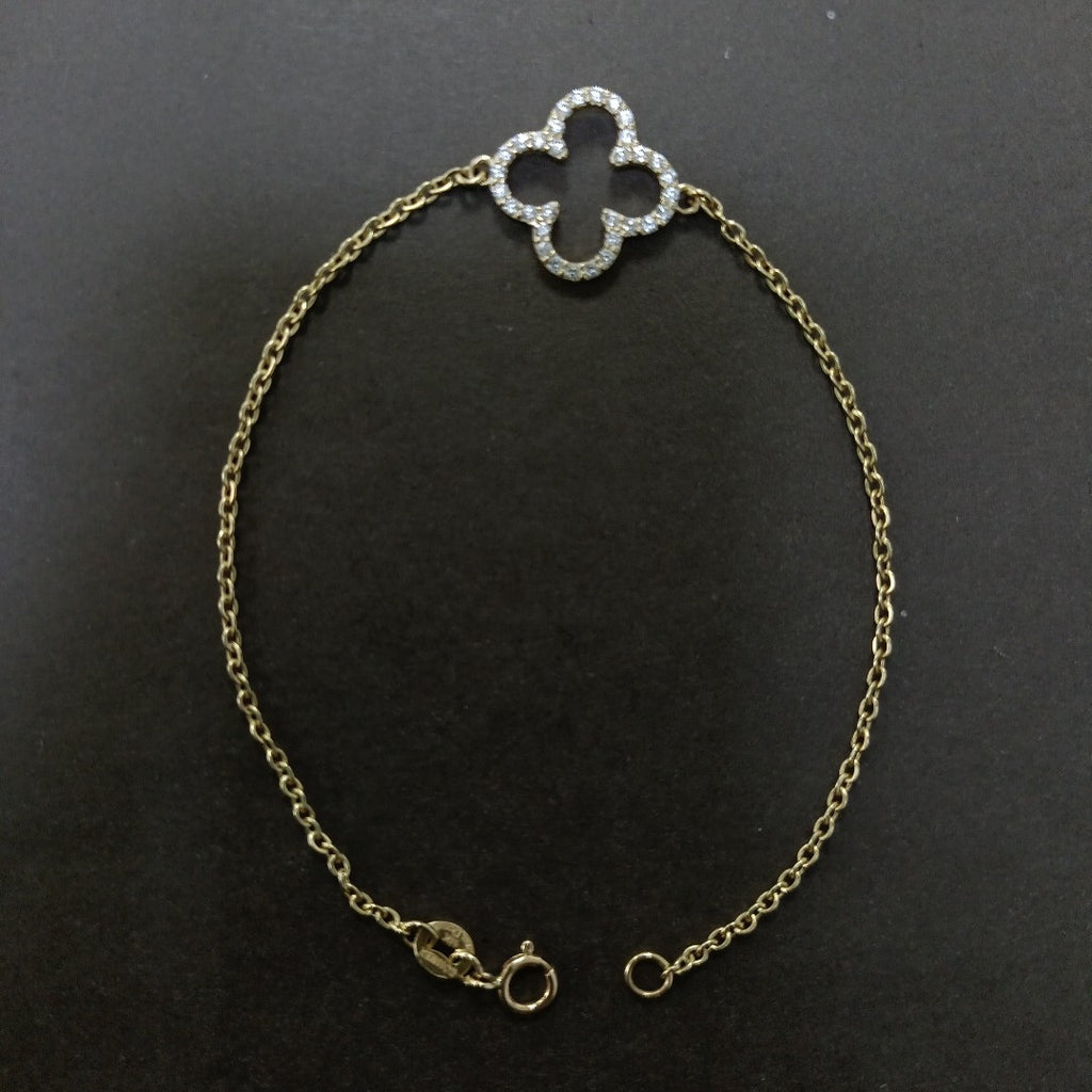 PULSERA TEJIDO ESPECIAL C CIRCONIAS 14K 18 CM 1.8 GR (NUEVO)