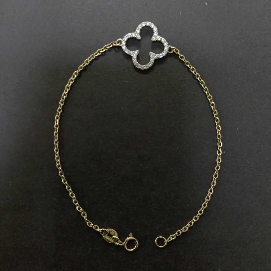 PULSERA TEJIDO ESPECIAL C CIRCONIAS 14K 18 CM 1.8 GR (NUEVO)