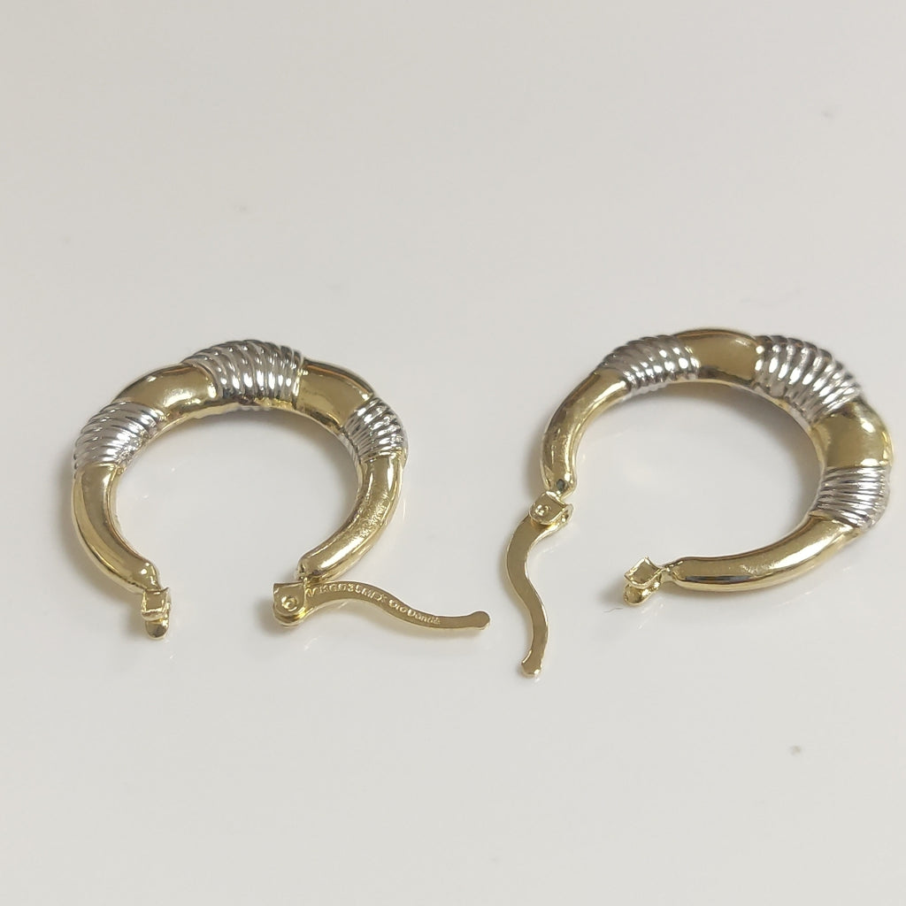 ARETES ARRACADAS HUECAS COMBINADAS 14K 2.5 GR (NUEVO)