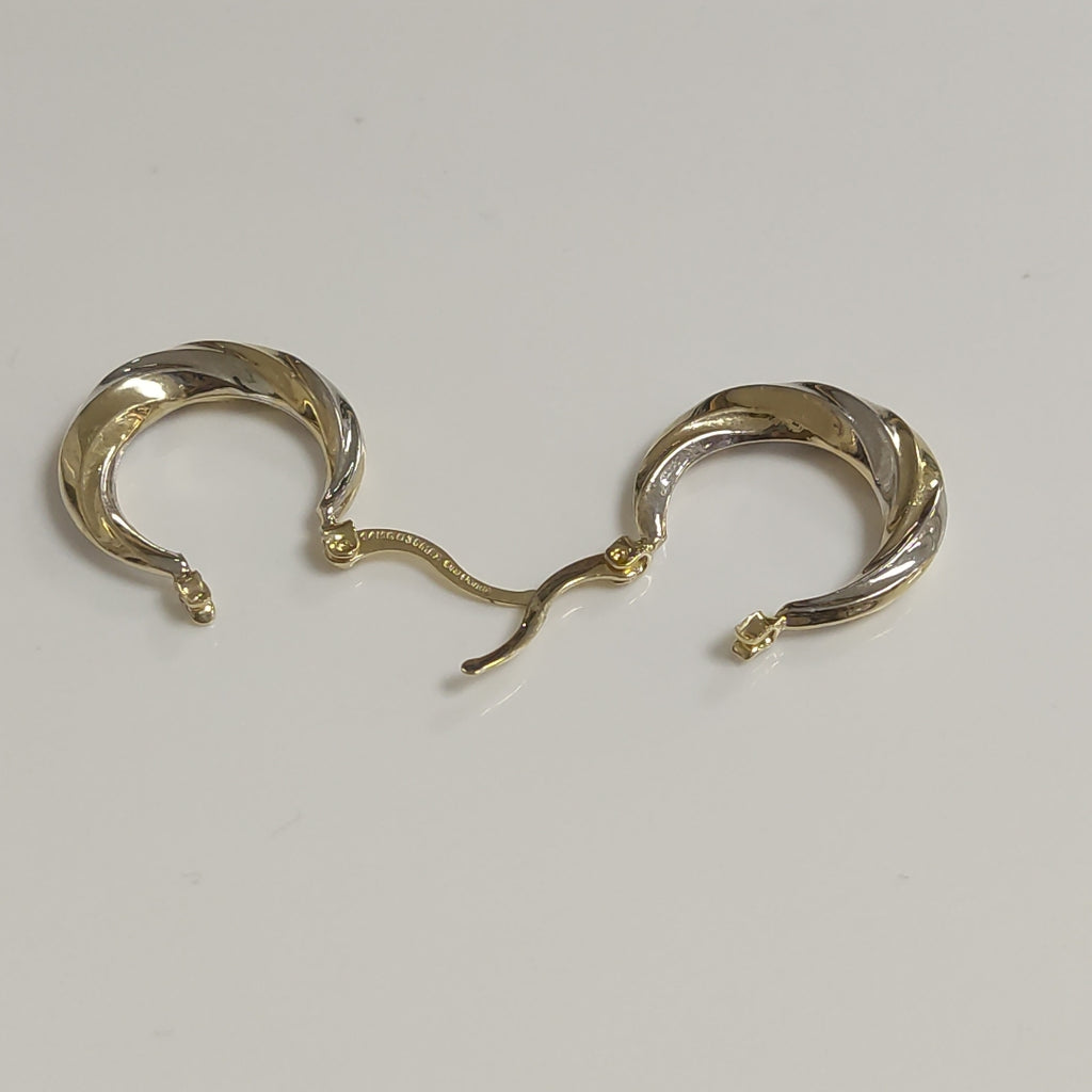 ARETES TEJIDO ARRACADA TRENZADA COMBINADA 14K 1.8 GR (NUEVO)