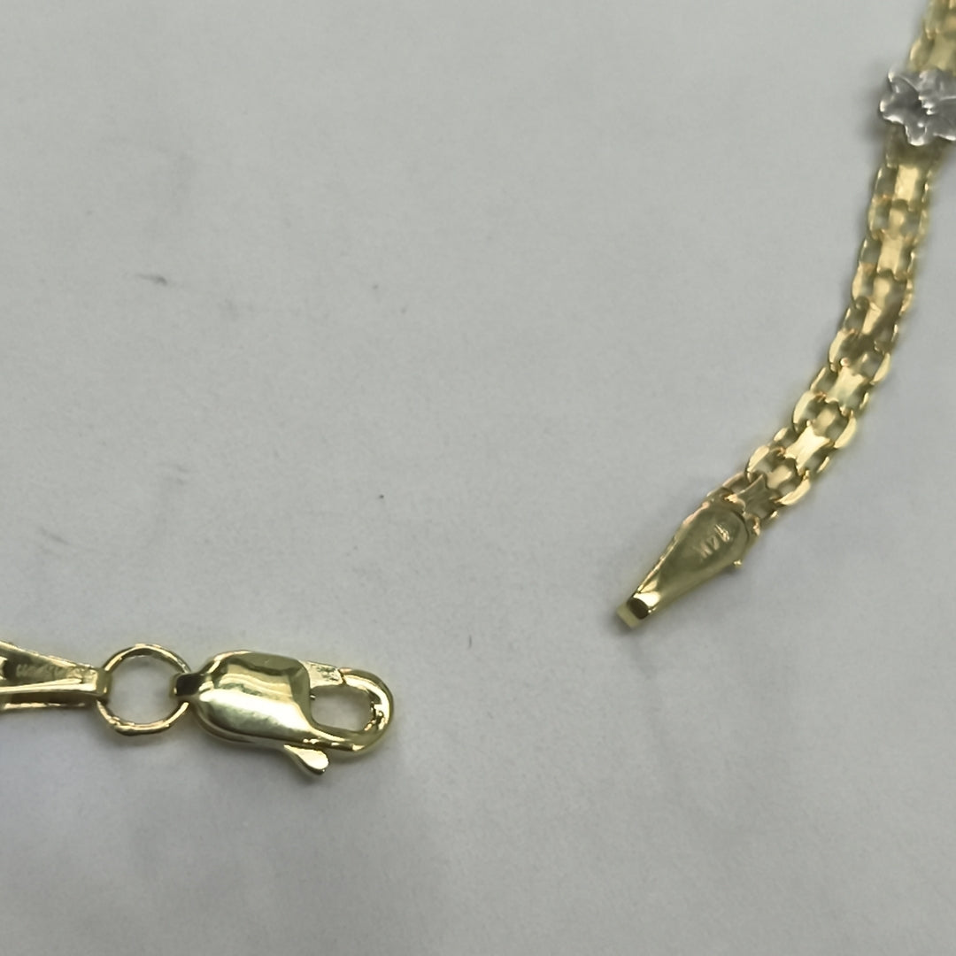 PULSERA ESPECIAL C FLORES 14K 18 CM 3 GR (NUEVO)