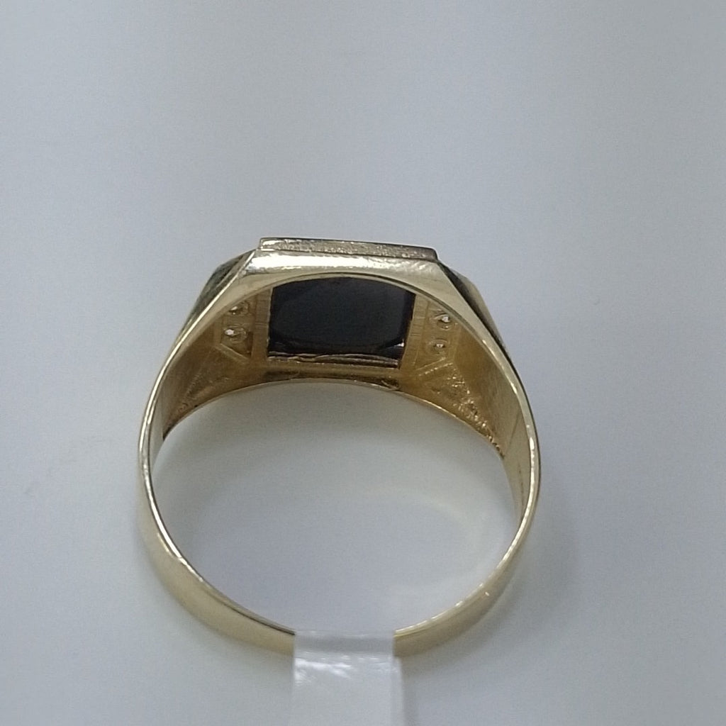 ANILLOS CON ONIX Y CIRCONIAS 10K TALLA 11 3.7 GR (NUEVO)