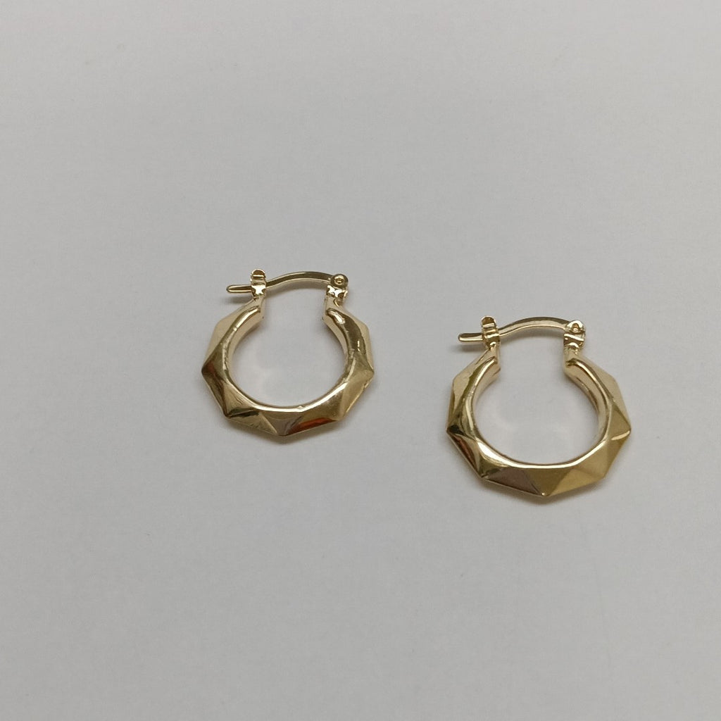 ARETES TEJIDO ARRACADAS FACETADAS 14K 1.7 GR (NUEVO)