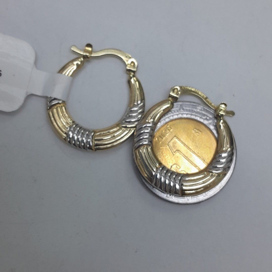 ARETES TEJIDO ARRACADAS COMBINADAS HUECAS 14K 1.9 GR (NUEVO)